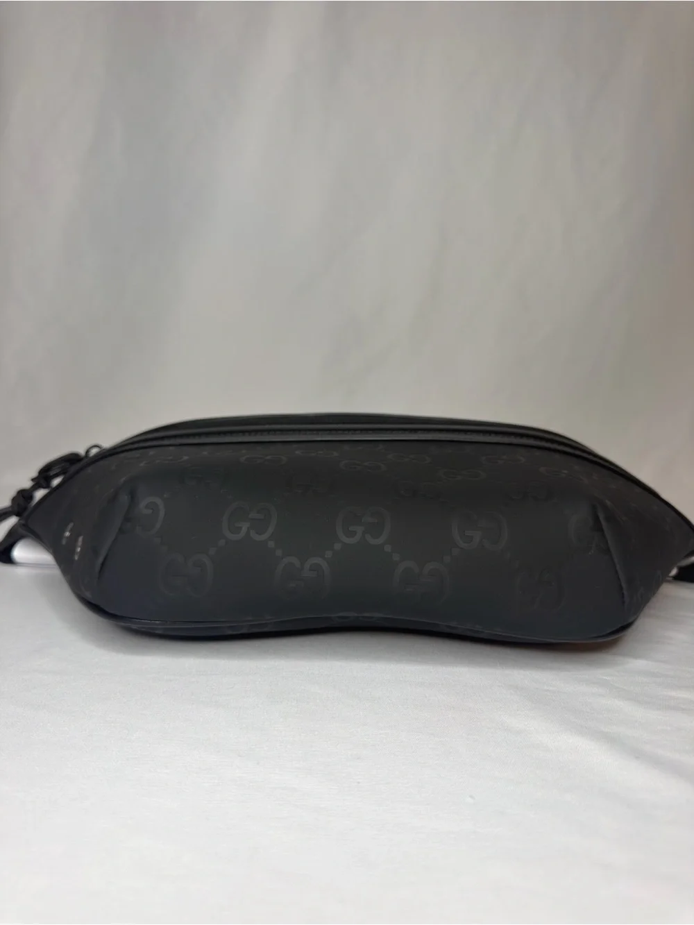 Gucci Edge Large Black GG Rubber Belt Bag 834492 NWT